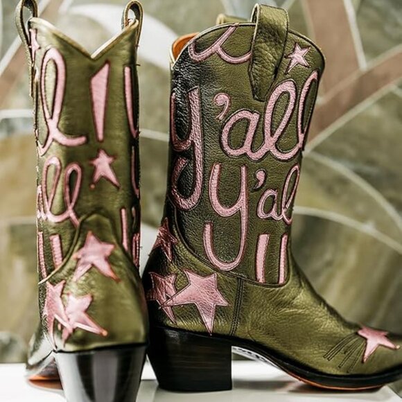 Shoes - Metallic Western Cowboy boots